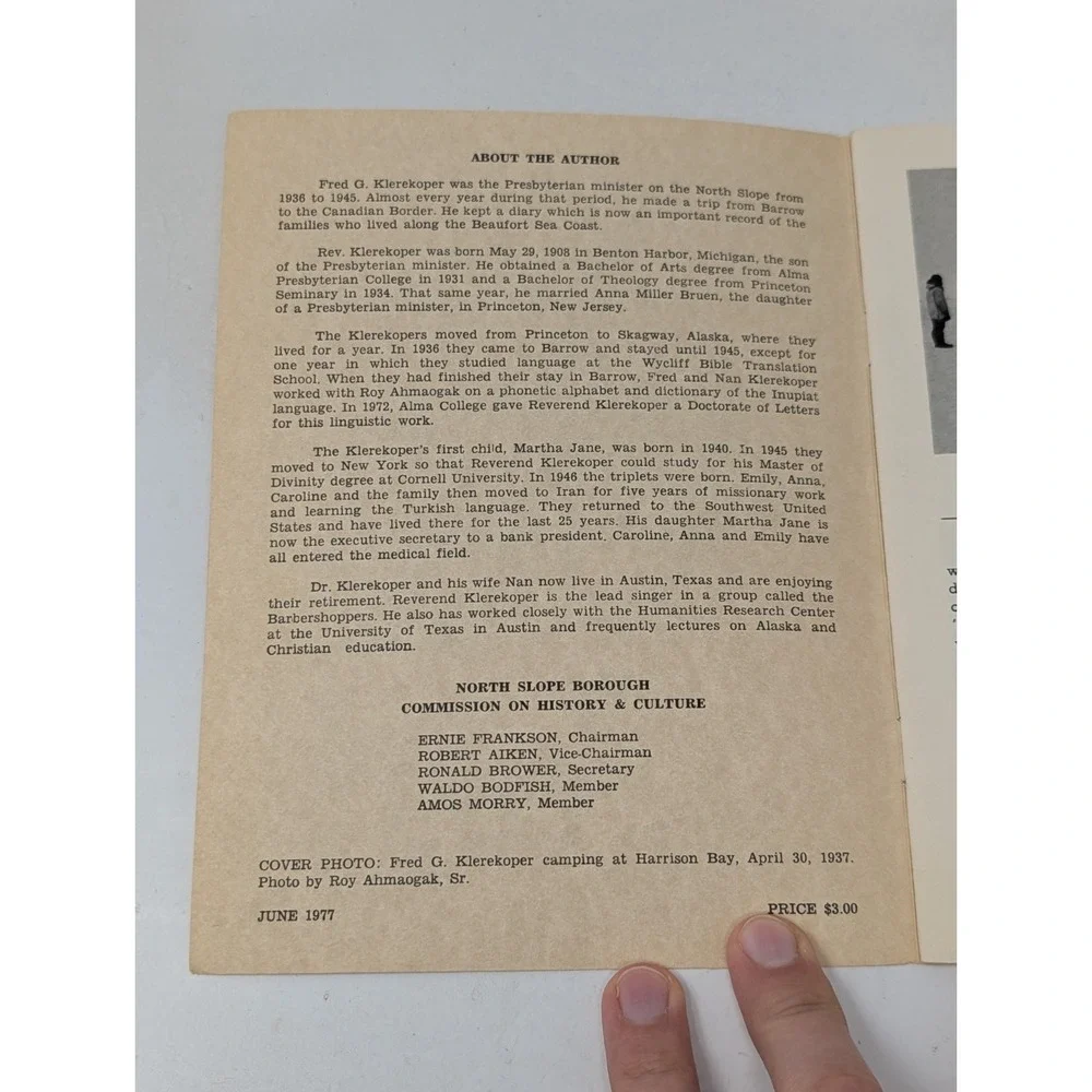 Dogsled Barrow Alaska History Book 1937 Fred Klerekoper Inuit Eskimo VTG Antique